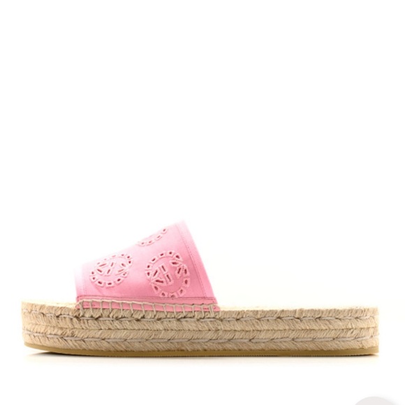 Gucci Pink Espadrille Slide Sandals - Picture 1 of 6